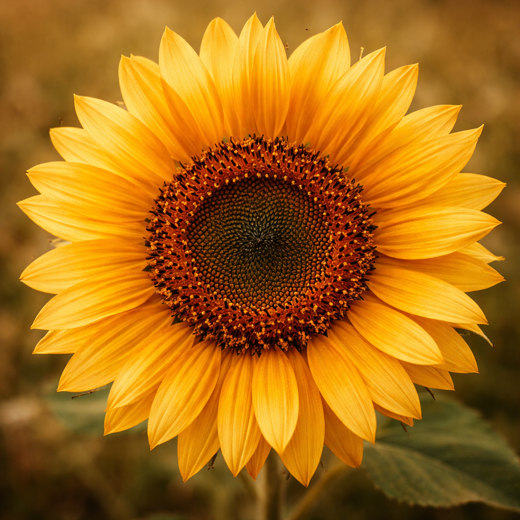 Sunflower in a golden field